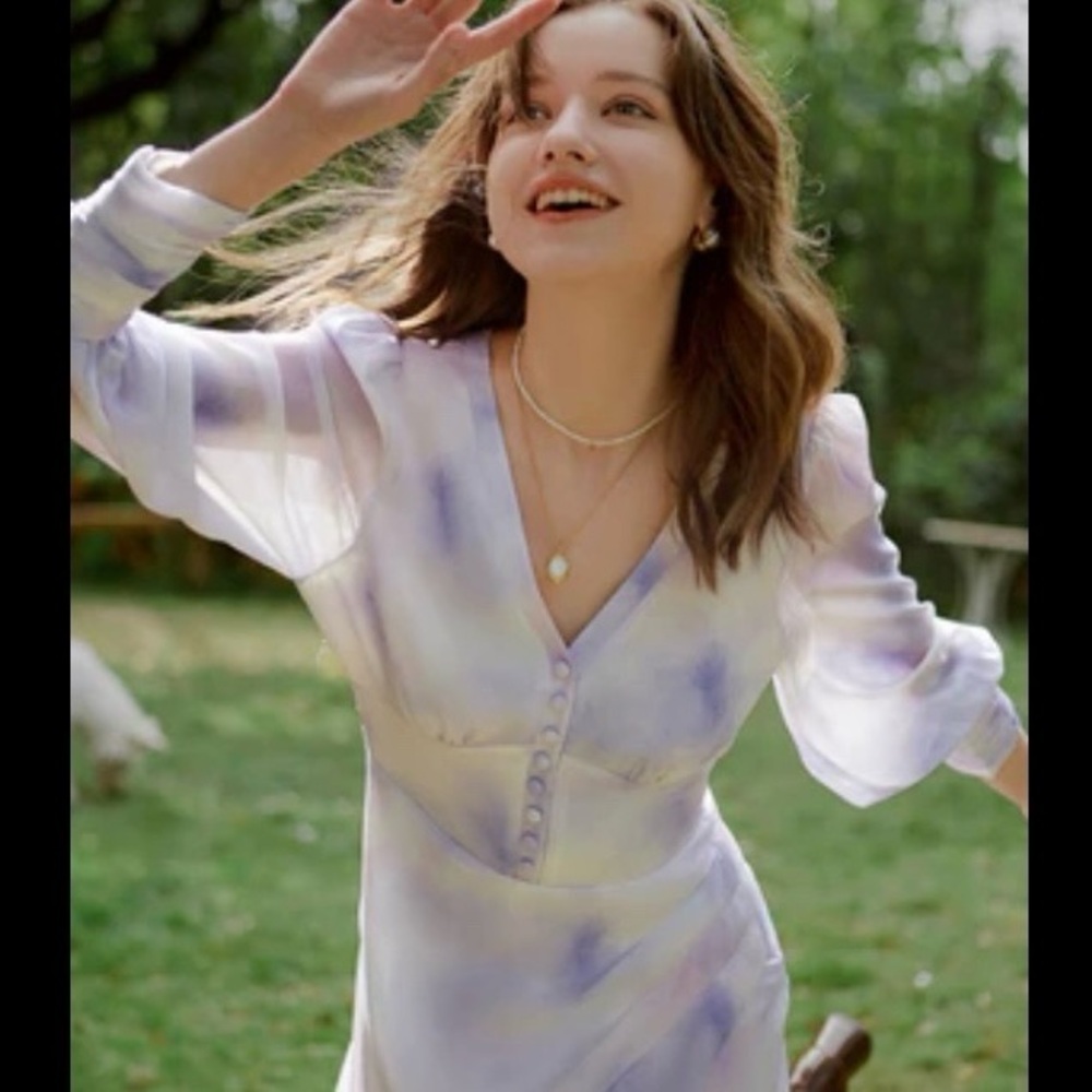 Petite Studio Lavender and White Midi Dress